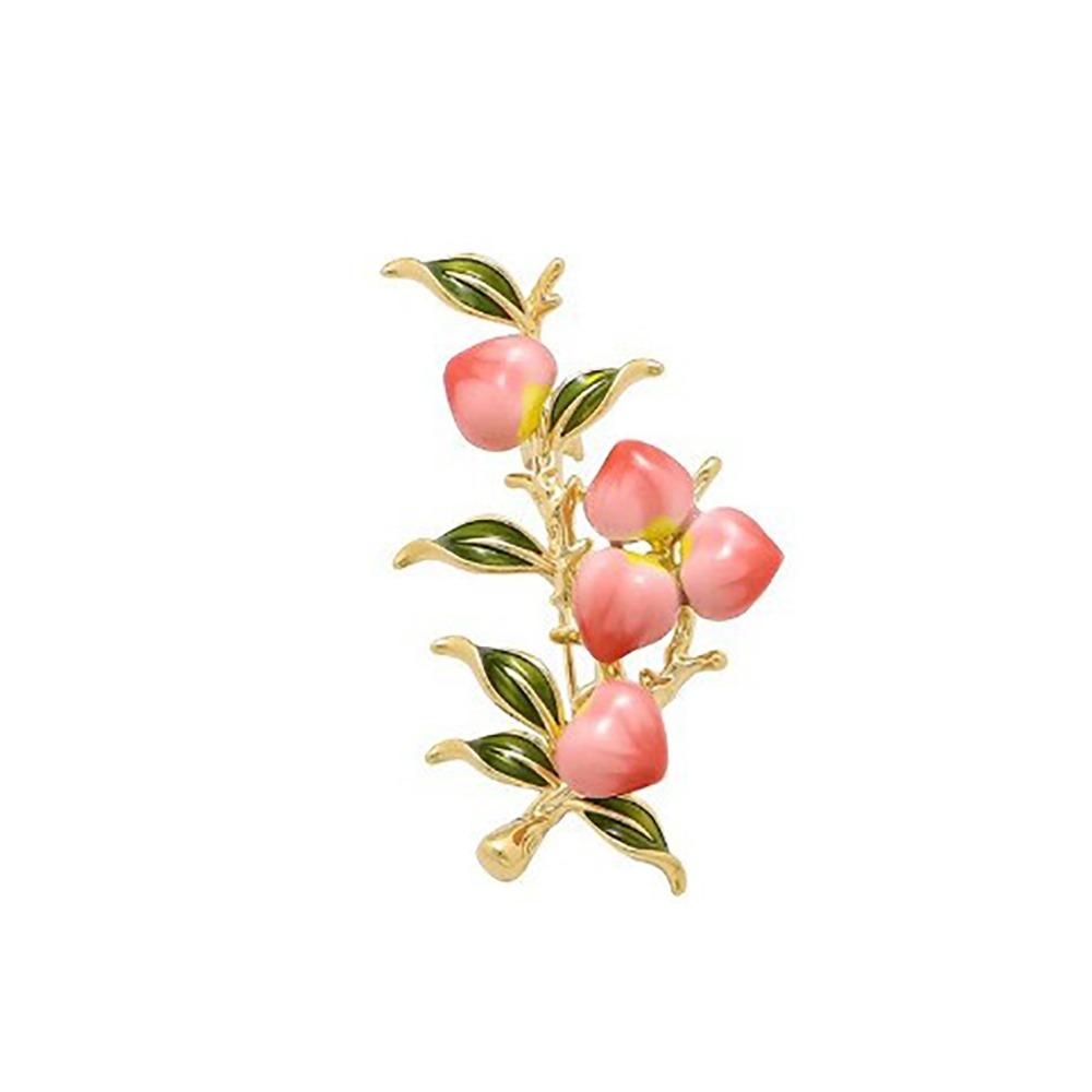 Handmade Exquisite Enamel Badge Vintage Corsage Plant Corsage Fashion Fruit Peach Brooch Party