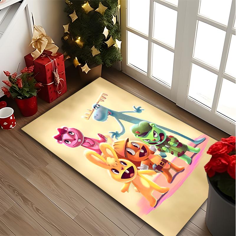 [Pink Cartoon Creatures Printed Carpet] Durable Home and Office Area Rug, Kitchen Farmhouse Decorative Floor Mat