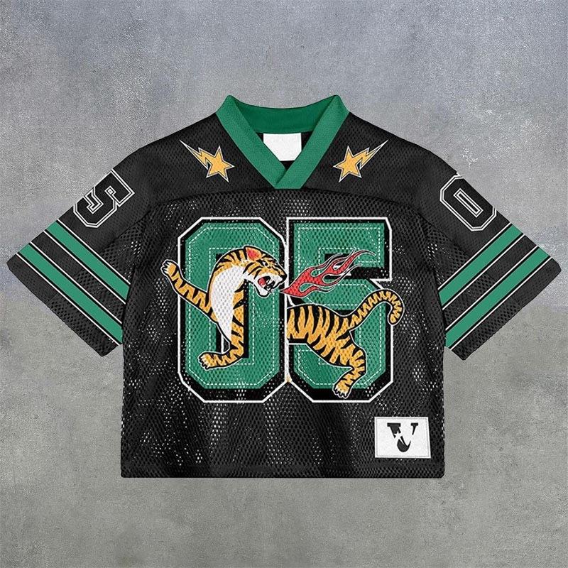 Футболка Y2K American Harajuku Hip Hop Fashion Football Jersey Streetwear Vintage Casual Breathable Splicing Free Short Sleeve