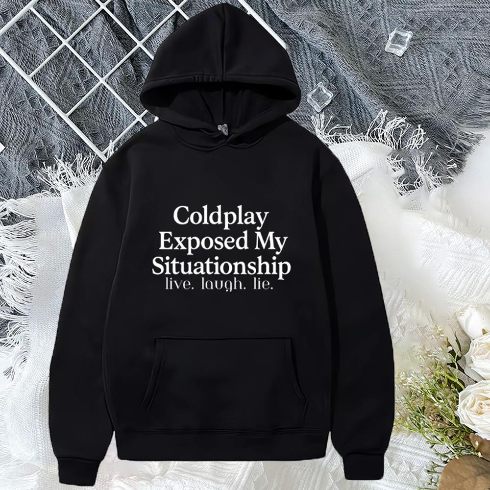 Худи с графикой Coldplay Exposed My Situationship Мужское Женское Свободный хип-хоп стритвир винтаж Флисовые худи С длинным рукавом пуловер