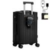 Suitcase with USB Port Supports a Comfortable Trip with Various Functions Cup Holder Hook Function Storage Capacity Lightweight Domestic Flights