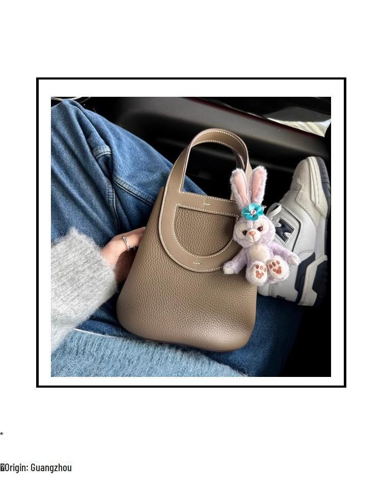 Модная сумка 2024 года: Женская корзинка для овощей Pig Nose из натуральной кожи Litchi Grain First Layer