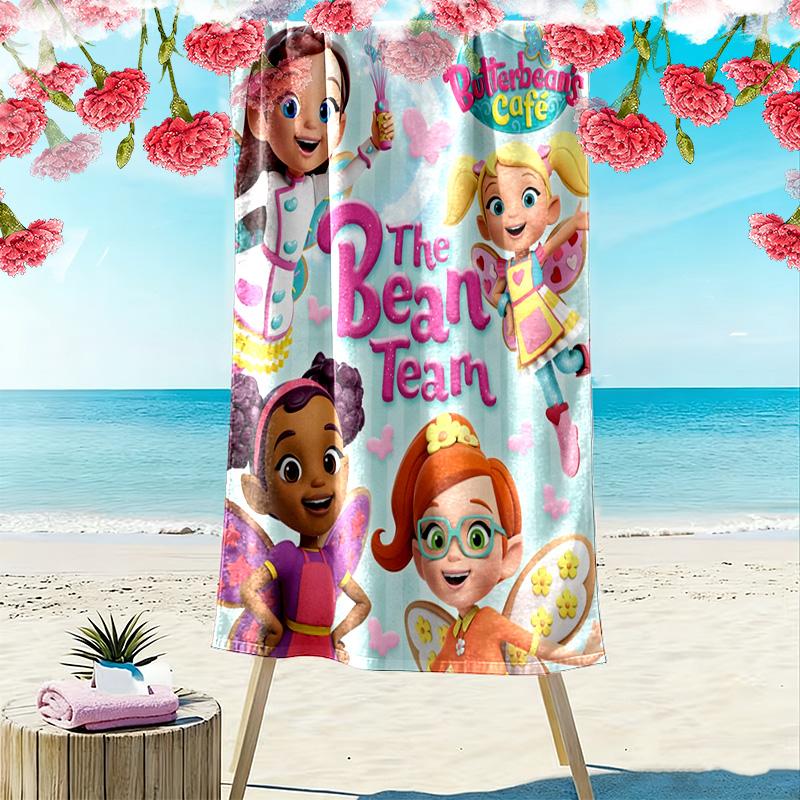 Butterbean's Café Print Beach Towel, Large Soft Quick Dry Towel for Beach Camping Swimming