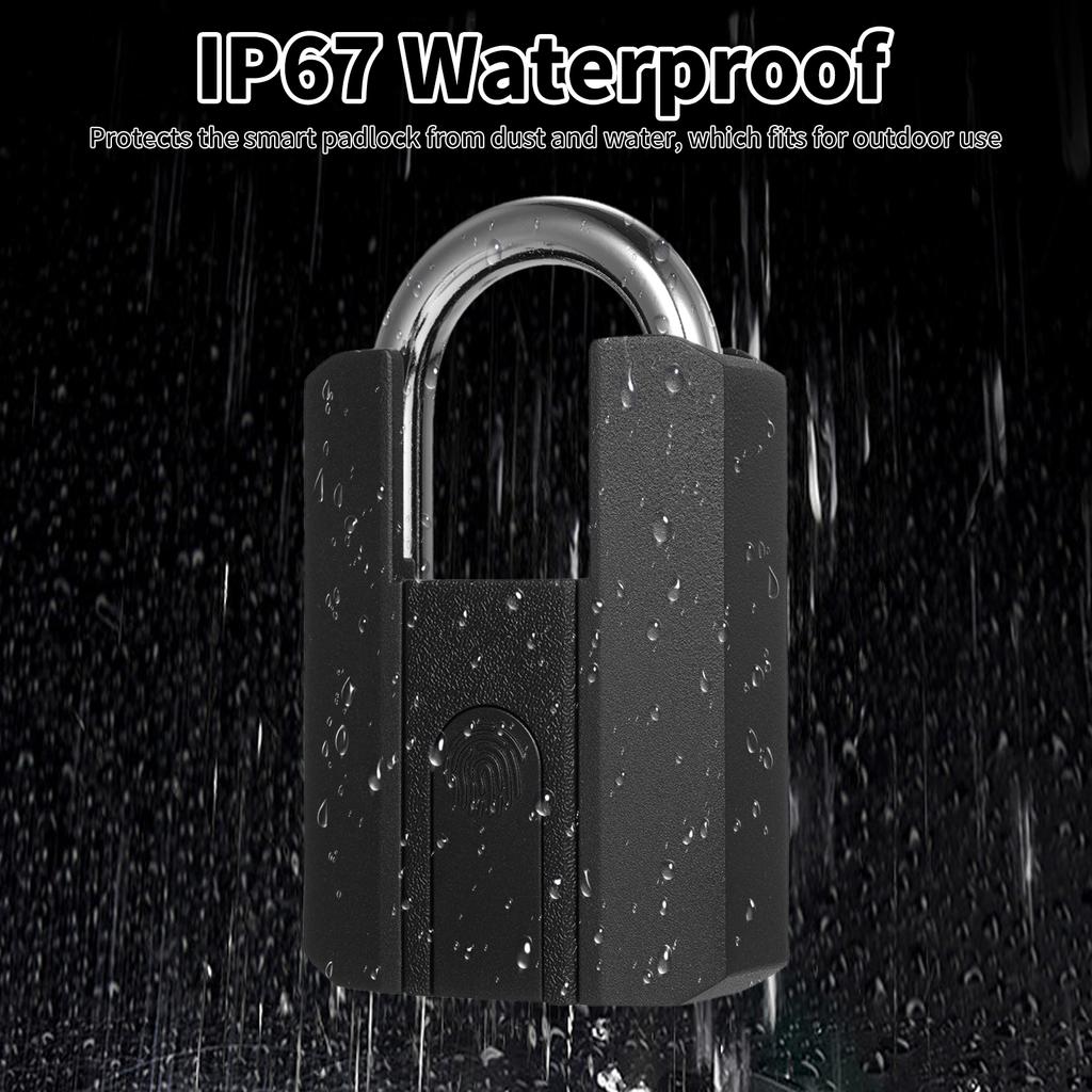 Heavy Duty Fingerprint Padlock with APP Waterproof Smart Lock with Key for Warehouse Fence Outdoor