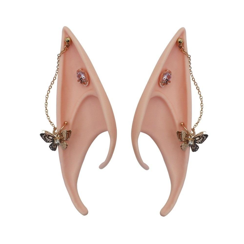 1pair Latex Elf Ears with Earring Ear Cuff Jewelry Fairy False Ears Unisex