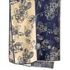 Navy Blue and Beige Scarf with Floral Pattern - 100% Viscose, 178X66