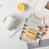 Мультяшная кошачья тарелка Корейская ручная работа Керамическая тарелка Чашка Стейк Завтрак Принадлежности для дома и кухни Керамика Салат Кофейная кружка Посуда
