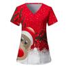 Womens Christmas Nurse Uniforms Print Short Sleeve V Neck Workwear With Pocket Working Nurse Work Wear Overalls Medical Uniforms