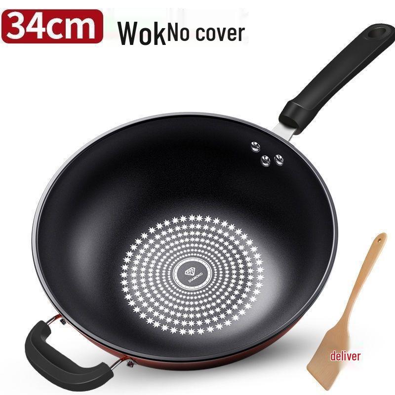 Непригораемый вок из немецкого хрусталя: Сковорода вок с плоским дном без дыма для индукционных и газовых плит.