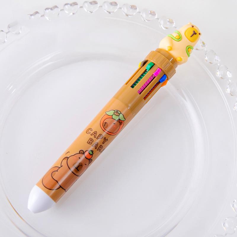 Шариковая ручка Animal 10 цветов Kawaii Cute Cartoon Capybara Signature Pen Школьные канцелярские принадлежности для письма Детский подарок