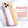 Чехол с цветочным полосатым узором для iPhone 17 Pro Max iPhone 16 15 14 13 Pro Max Магнитный для Magsafe Гибридный ТПУ+ПК Матовый чехол