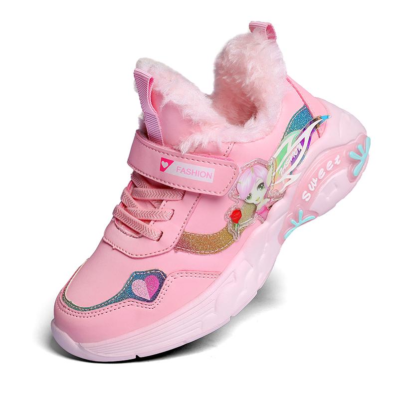 Autumn and Winter New Style Children's Cotton Warm Sports Running Shoes High-top Cotton Shoes Snow Shoes Children's Shoes Basketball Shoes Girl Shoes