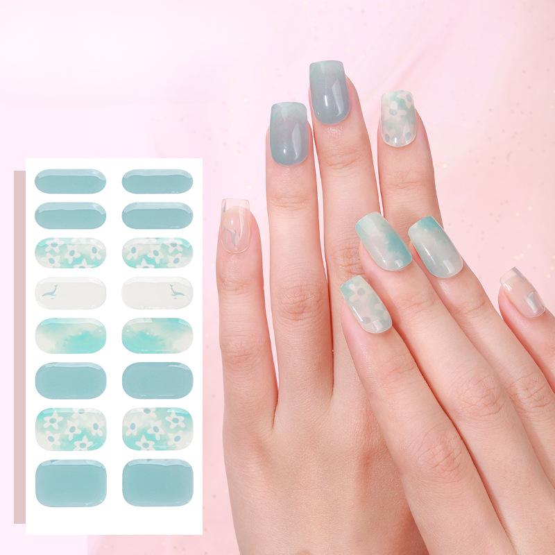 Gel Manicure Stickers Illuminated Semi-cured Nail Stickers Hot Stamping