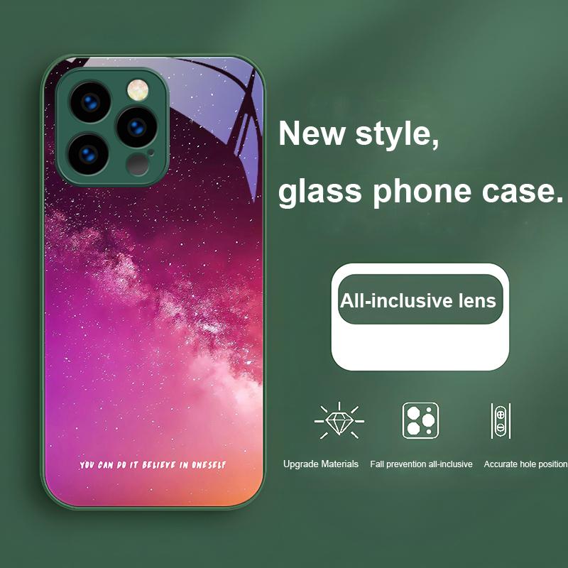 Блестящее Звездное Небо Для IPhone 16 Plus 15 14 13 12 Mini 11 Pro Max X XS XR 7 8 Plus 2022 Закаленное Стекло Чехол для Телефона