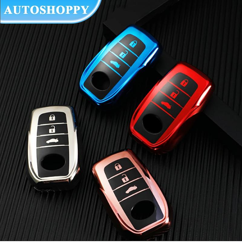 2 3 4Buttons Soft TPU Car Key Case Cover for Toyota Hilux Innova Rav4 Fortuner Yaris 2021 Shell Fob Protector Keychain Accessories