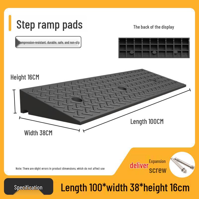 Rubber-Plastic Anti-Slip Speed Bump Curb Ramp Mat for Cars