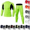 Men's Summer PRO Tight Fitness Sports Training Clothes Elastic Quick-drying Suit Long Sleeves + Trousers