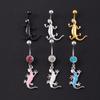 Lizard Navel Ring Stainless Steel Geckon Nail Patterns Stranging Jewelry