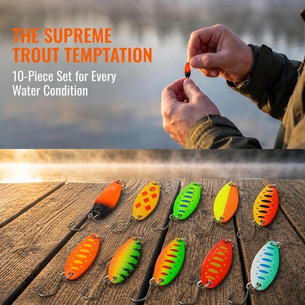10PCS Metal Spinner Bait 1.34inch Fishing Baits Durable Fishing Spoon Lures Freshwater Fishing