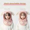 Fleece Children's Integrated Hat Anti Fogging PVC Baby Neck Cap Baby Detachable Cap Set  Autumn