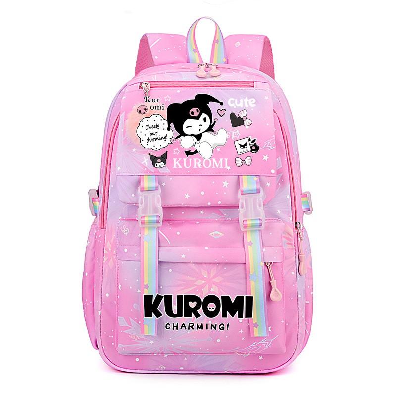 Kuromi School Backpack Girls Teens Lightweight Large Capacity 13-inch Laptop Compatible Nylon Daypack
