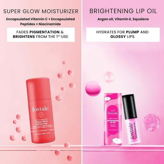 Подарочный набор Foxtale Glow On Heartbeat Skincare | Увлажняющее очищающее средство, маска для лица, удаляющая загар | Удобный для путешествий набор для ухода за собой для сияния кожи