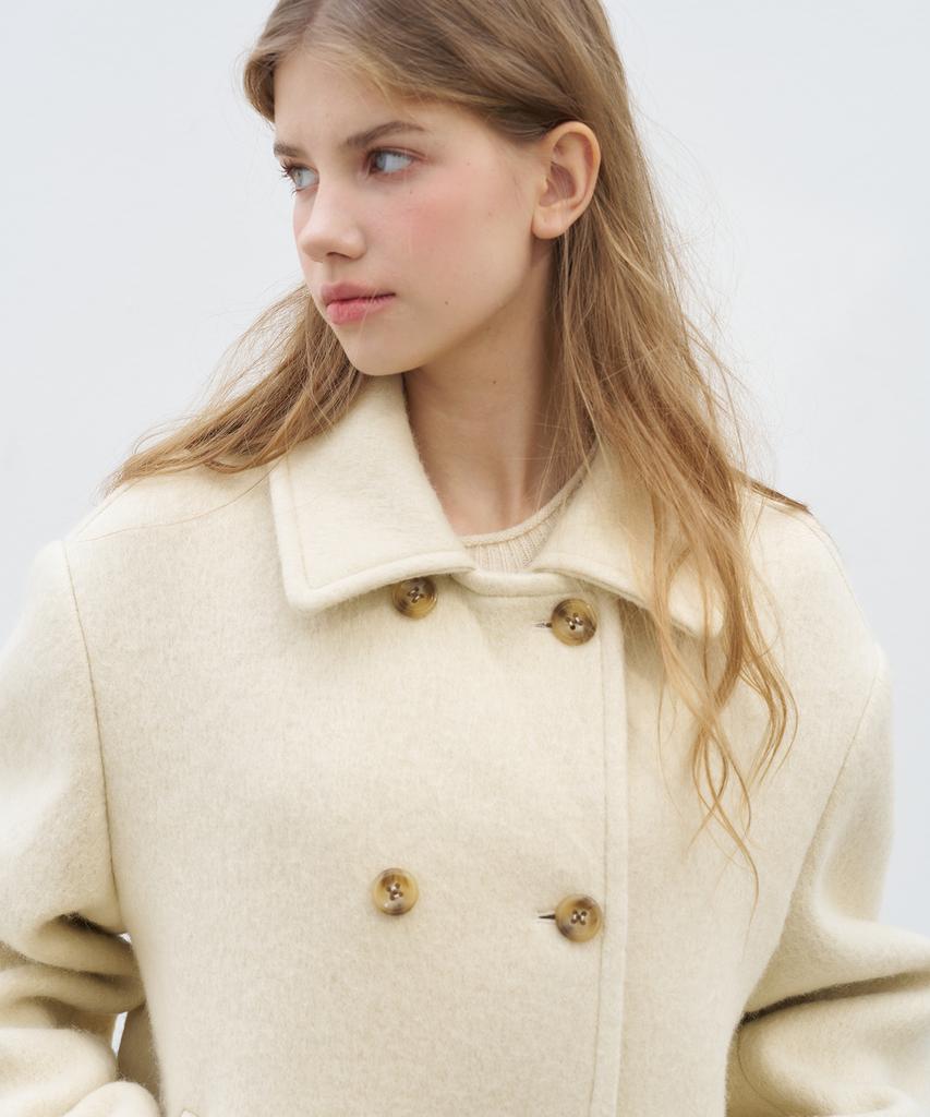 Vem.Ver Wool Blended Double Button Half Coat_Cream