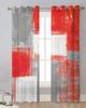Красные серые белые масляные картины Абстрактные геометрические прозрачные шторы для гостиной Декор оконные шторы кухонные тюль вуаль шторы
