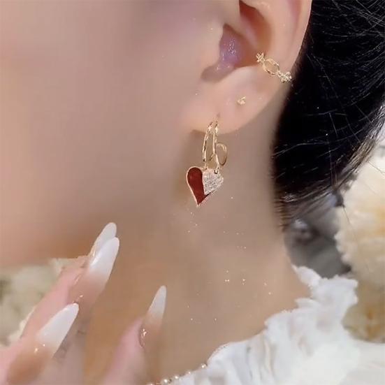Сердце Серьги-подвески Женские Серьги-подвески с Сердечками и Стразами Блестящие Серьги Подарок на День Святого Валентина, годовщину для нее
