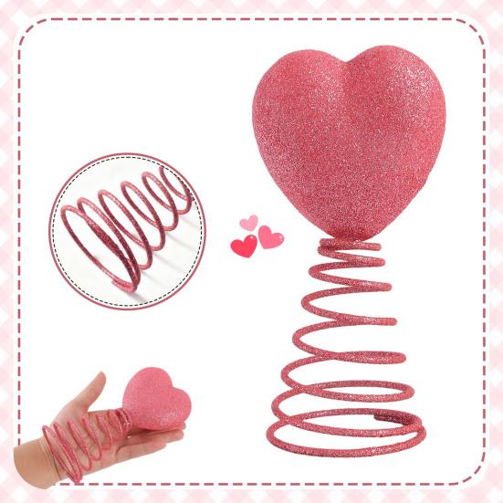 Love Heart Christmas Tree Topper Decoration Reusable 3D Spring Glitter Heart Xmas Tree Top Ornament Winter Holiday Party Supplies