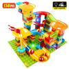 36-186PCS Big Size Marble Race Run Particle Scenes LED Light Slide Funnel Ferris Wheel Building Blocks City Brick Toy For Kids