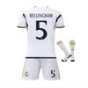 Kids Real Madrid Bellingham Soccer Jersey Set - White Polyester Training Uniform