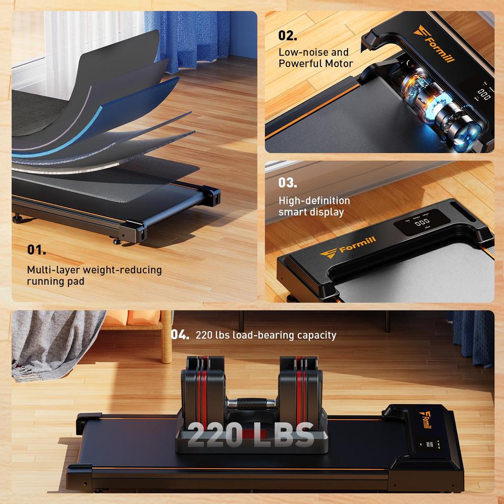 Formill Walking Treadmill FT21 LED Display Remote Control Compact Walking Pad Home Office Use