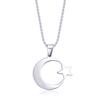 Stainless Steel Crescent Moon Star Necklace Men Women Spiritual Islamic Muslim Pendant Turkish Religious Jewelry