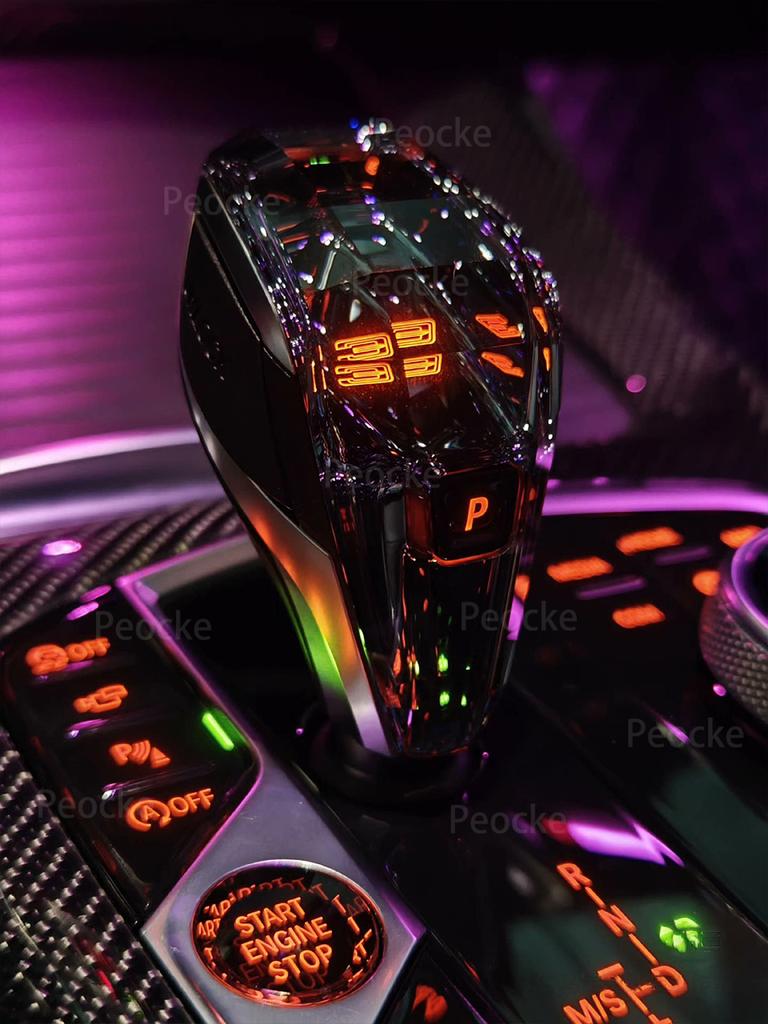 Ручка переключения передач из кристалла с оранжевой подсветкой для BMW G20 G29 G26 G28 G22 G12 X7 G07 X3 G01 X4 G02 X5 G05 iX3 G08, головка рычага коробки передач