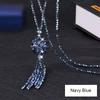 Long Tassels Pendant Women Crystal Necklace Faux Crystal Knotted Beaded Necklace  Special Occasion