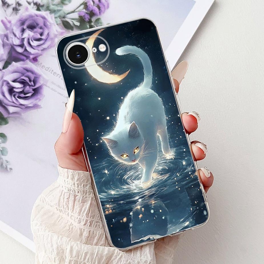 For Apple iPhone 16e Case Cute Cat Lion Painted Cover Soft Slim Phone Case For iPhone SE 4 SE4 2025 iPhone16e 5G Back Cover Bags