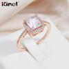 Kinel Square Zircon Rings For Women Rose Gold Color Bride Wedding Jewelry