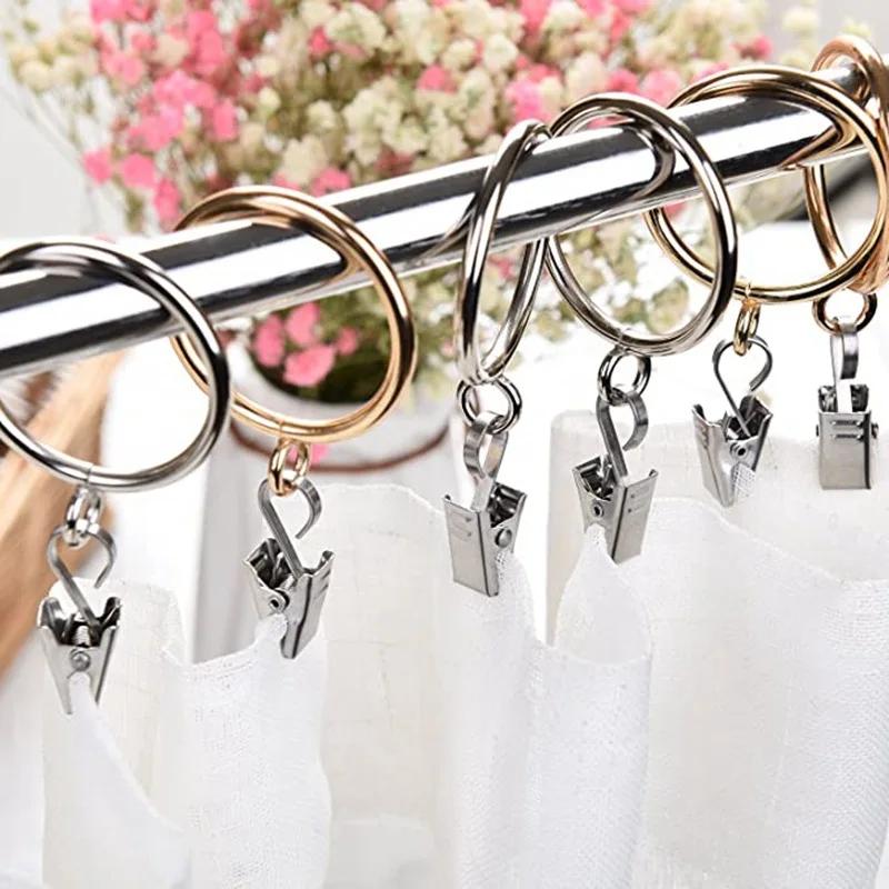 20pcs Stainless Steel Curtain Clips with Hook Sturdy and Durable Window Curtain Hook Clips Home Window Curtain Decor Accessories
