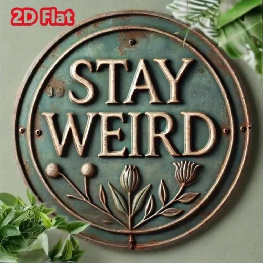 Винтажная круглая металлическая табличка Stay Weird Креативный настенный декор Подарок