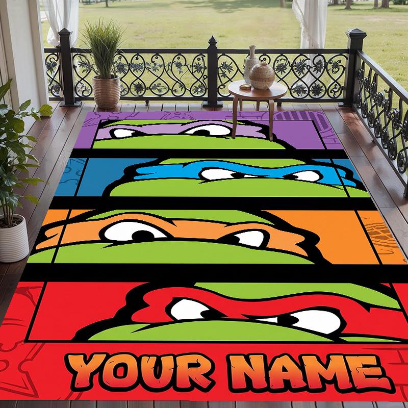 Custom Text Teenage Mutant Ninja Turtles Pattern Floor Rug Soft Indoor Carpet Mat Living Room Bedroom