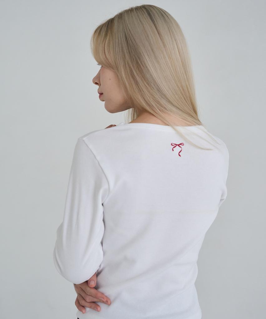 5OML Slim Back Ribbon Long Sleeve (White)