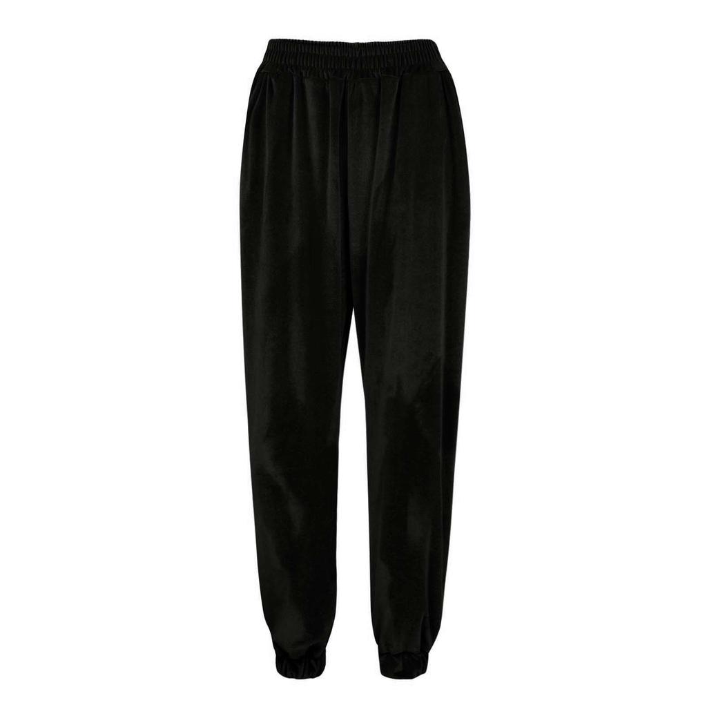 Women's Ladies Gold Velvet Trousers Straight Trousers Elastic Waist Casual Pants