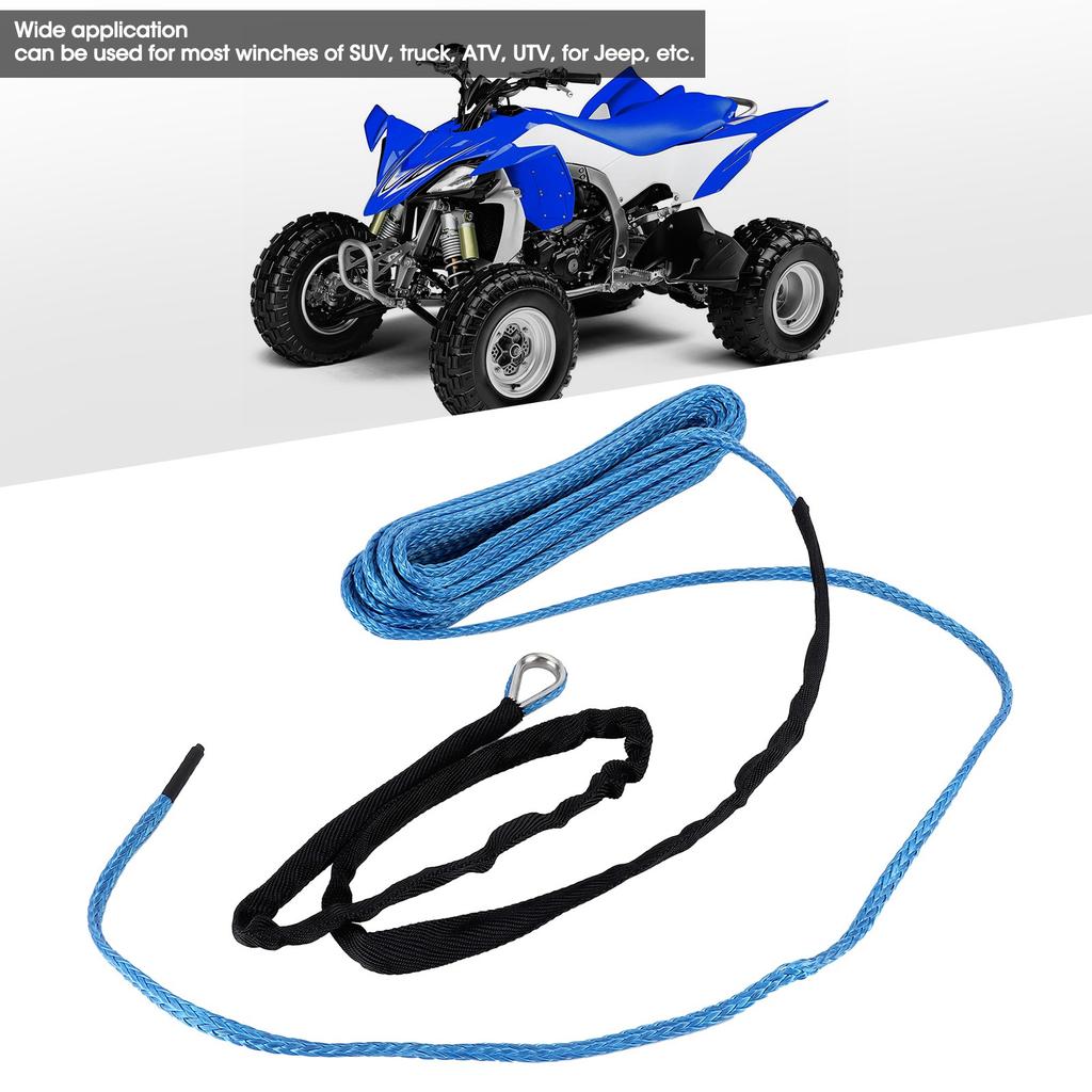 Winch Rope 15m Cable 7700lbs Nylon Trailer Recovery Towing Strap for SUV ATV UTV TrunkBlue
