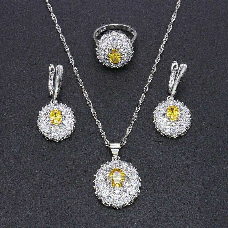 Lindon 925 ювелирный набор из стерлингового серебра для женщин. В комплекте: серьги, подвеска, кольцо. Цвет камня в ассортименте