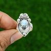 Natural Larimar Gemstone Multi Stone Flower Adjustable Ring 925 Silver For Women