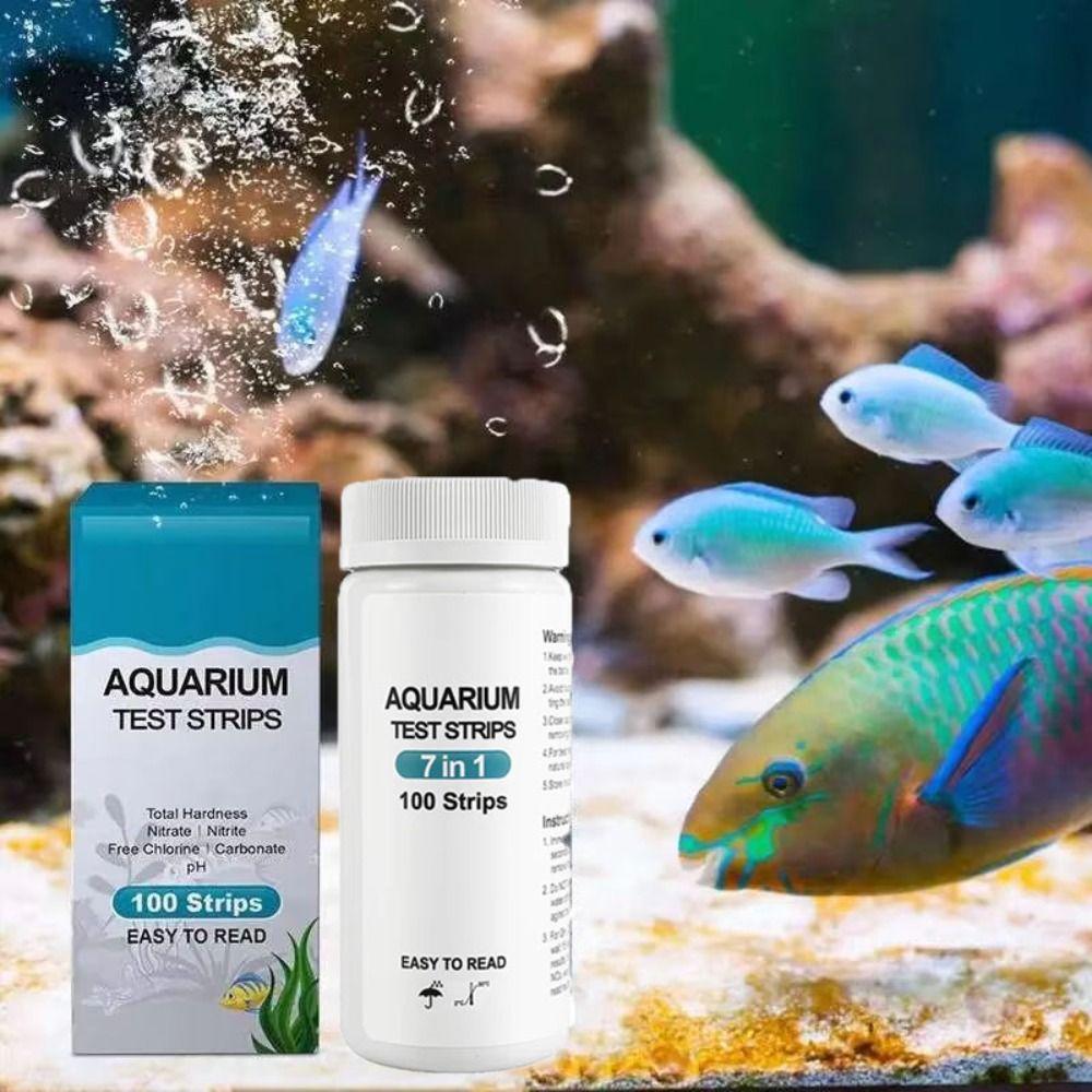 100Pcs 7 In 1 Aquarium Test Strips Multi-function Easy To Use Water Quality Test Strips Fish Tank Test Kit