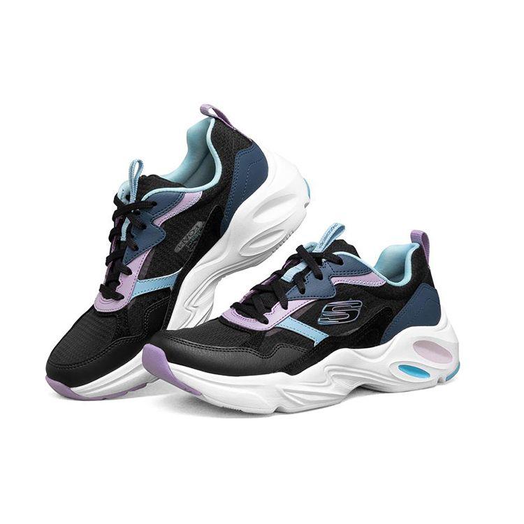 Skechers Stamina Airy Женские Черно-Синие Низкие Папины Кроссовки Сетчатая Синтетическая Кожа Модные Универсальные 896003-BKMT