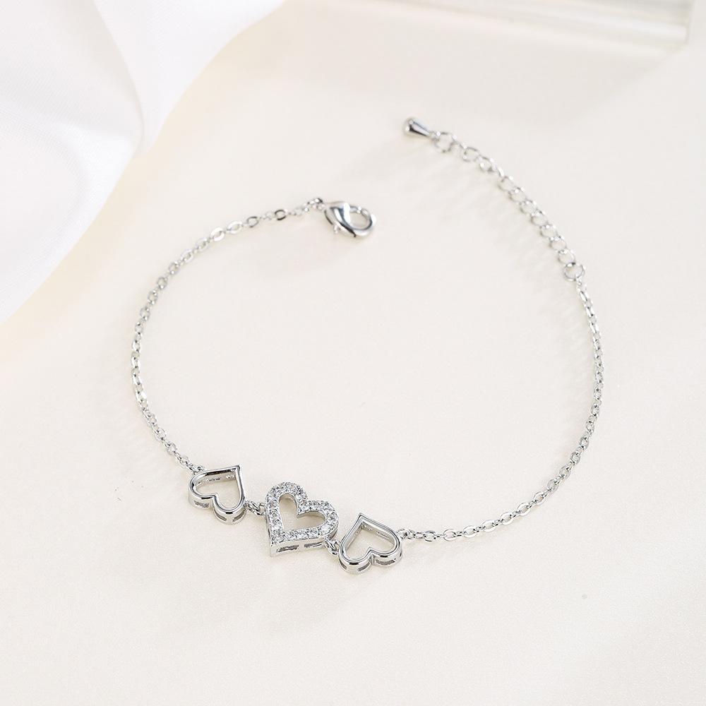 Браслет с двойным сердцем, женские украшения, новые аксессуары, браслет с персиковым сердцем