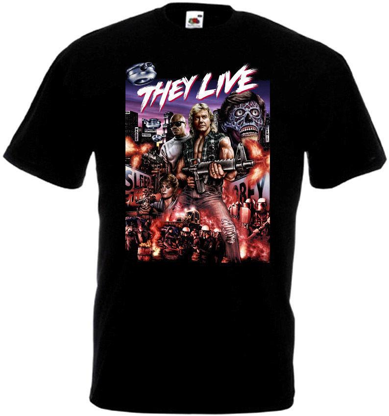 They Live v1 T-shirt black movie poster all sizes S5XL